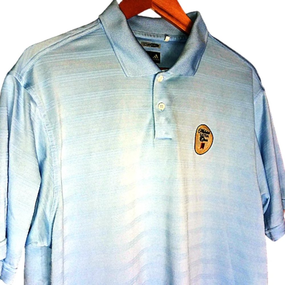 Adidas Michelob Ultra Lt Blue Polo Climacool Sz L